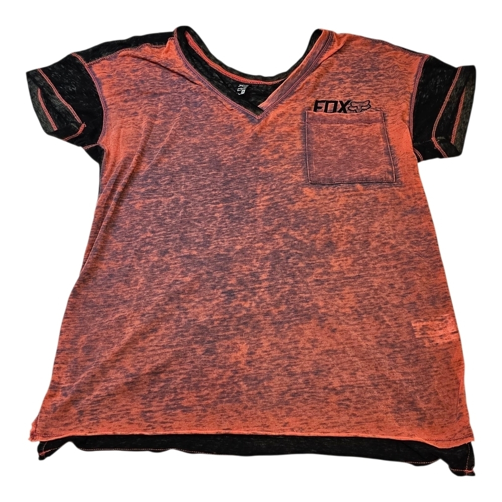 Fox Racing Womens Color Block T Shirt Black and Pink Size Medium